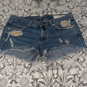 rag & bone Blue Distressed Jean Shorts